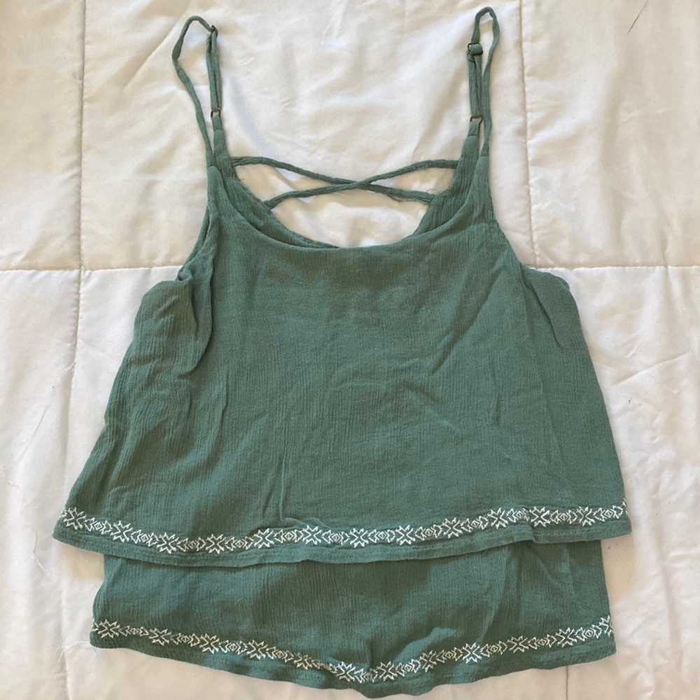 Green tank crop top size small